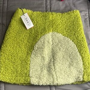 Cider Neon Lime Sherpa Mini Skirt with Cream Patch